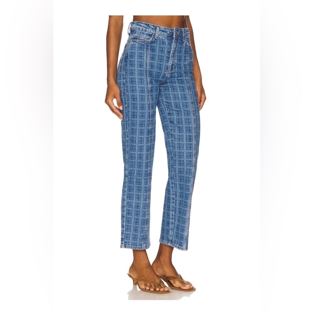 Damson Madder Tovie Mid Rise Straight Leg Laser Check Jeans Sz. 4 - Picture 2 of 16